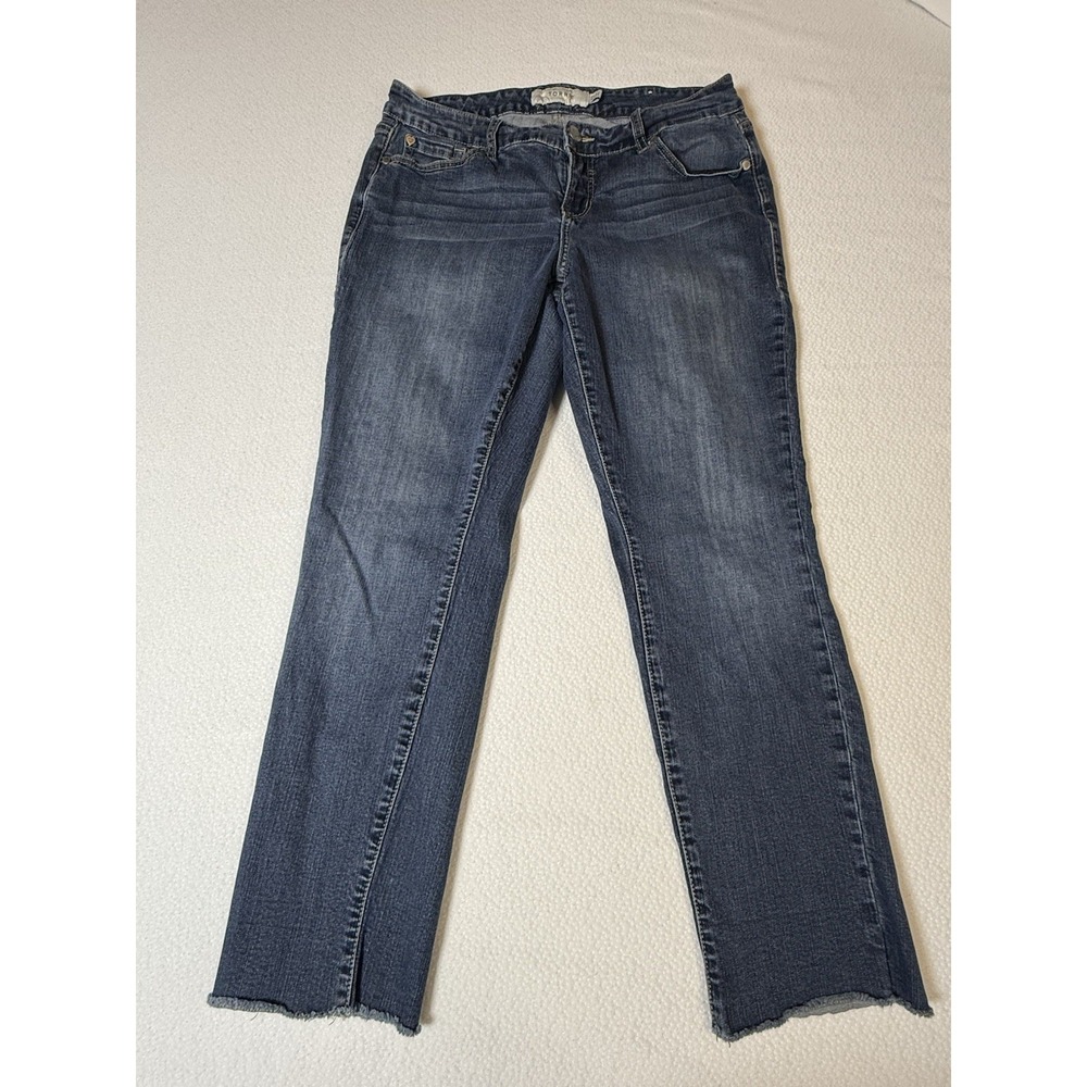 Torrid Cropped Bootcut Jeans Women's Size 12 Medium‎ Wash Raw Hem Denim